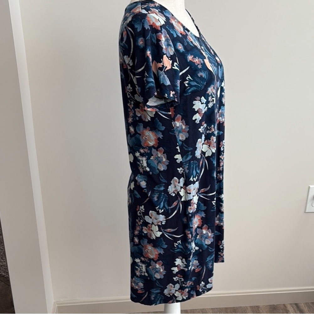 Soma Nightgown Floral Navy Short Sleeve Stretchy Size S Knee Length - Picture 3 of 5